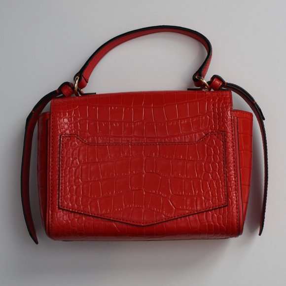 Givenchy Eden Top Handle Bag Crocodile Embossed Leather Mini Red - Picture 3 of 12